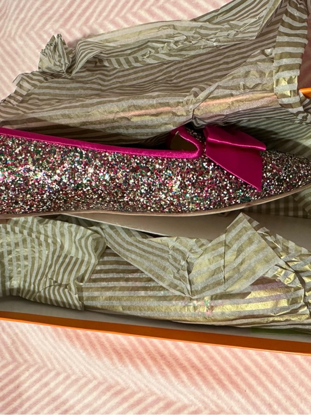 kate spade Pink Multicolor Glitter Bow Flats - Picture 2 of 3